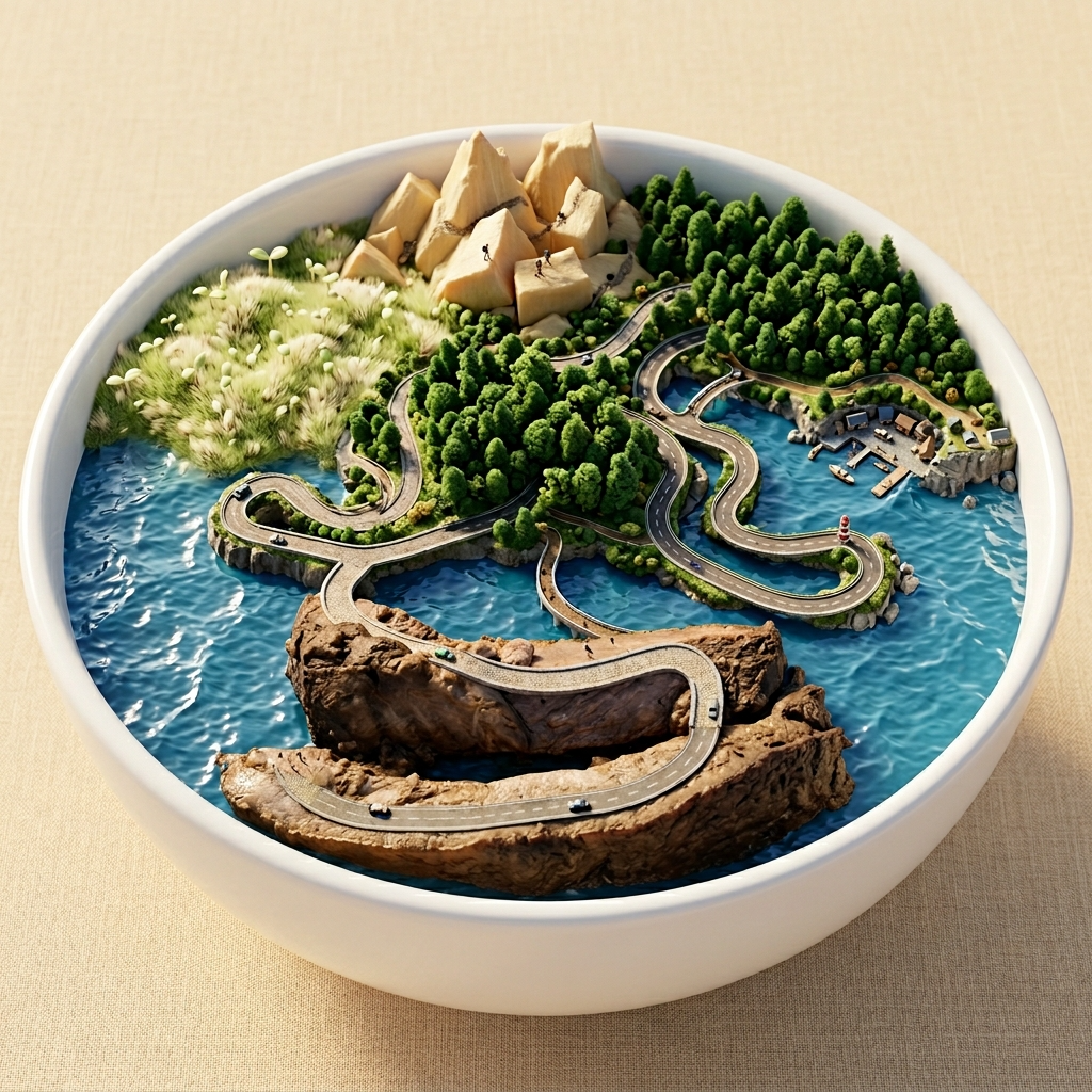 ラーメンの写真を使ってAIで島を作ってみた